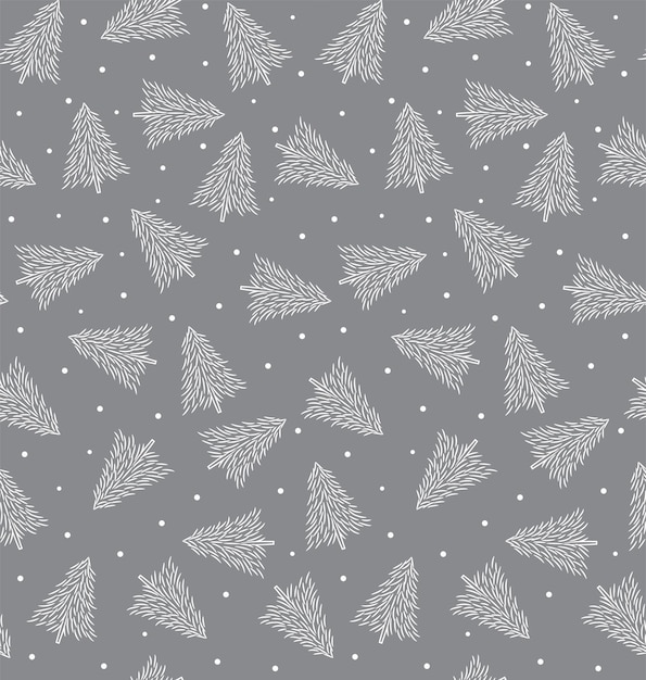 Patrón de árbol de Navidad sin costuras sobre un fondo gris
