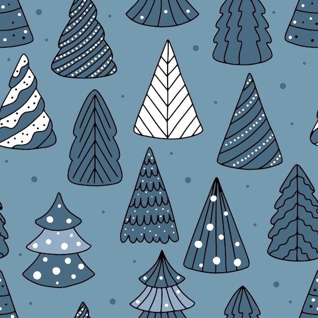 Patrón de árbol de Navidad sin costuras para tarjetas de felicitación, papeles de regalo