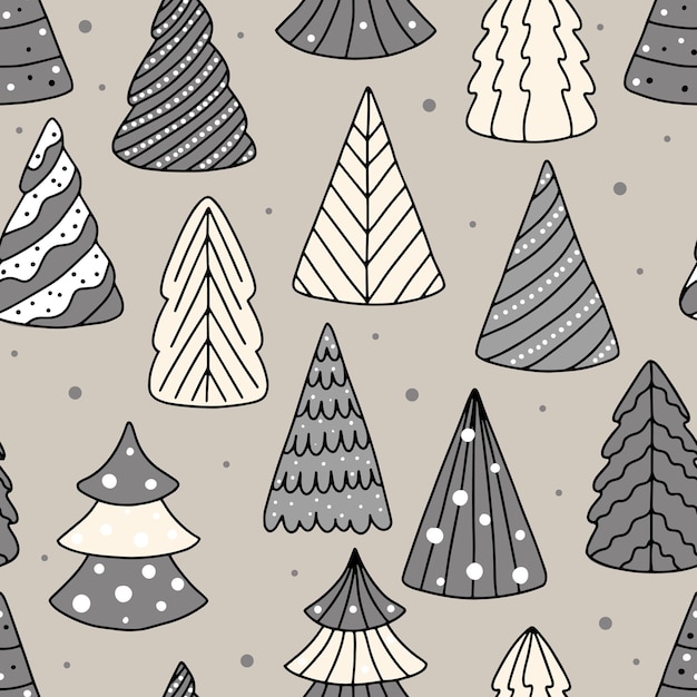 Patrón de árbol de Navidad sin costuras para tarjetas de felicitación, papeles de regalo