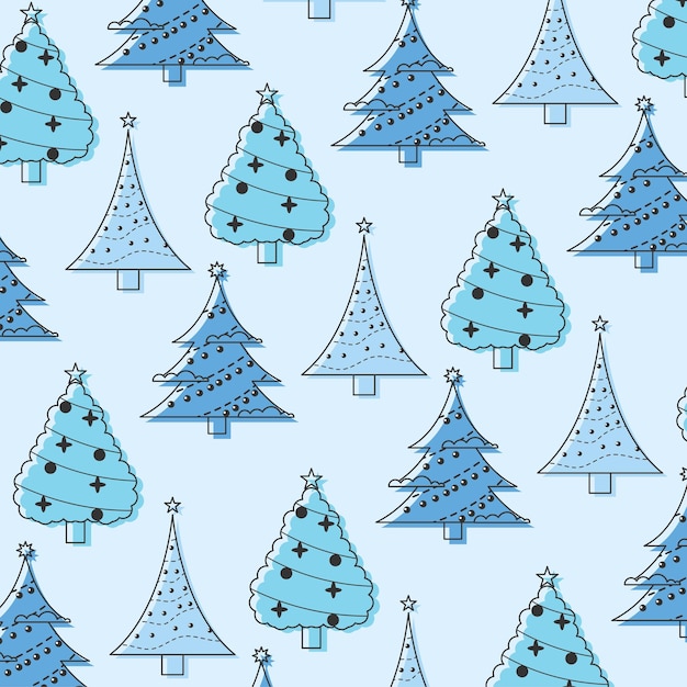 Patrón de árbol de Navidad con diferentes diseños de árboles en vector verde