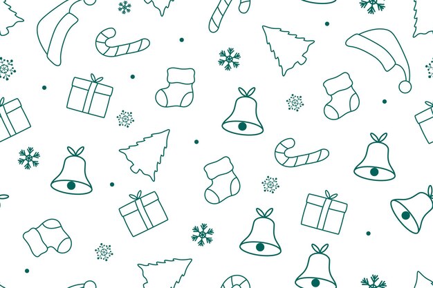 Patrón de árbol de Navidad doodle transparente con diseño de color pastel