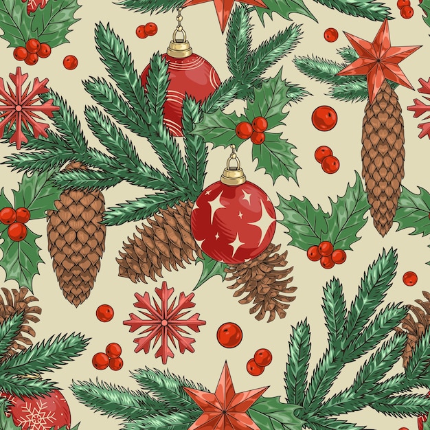 El patrón del árbol de Navidad es colorido y sin costuras.