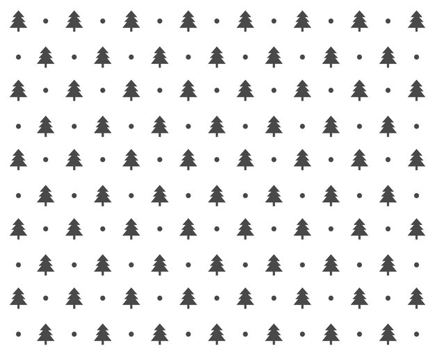 Patrón de árbol de Navidad sobre fondo blanco, decoración de papel de regalo de Navidad, ilustración vectorial