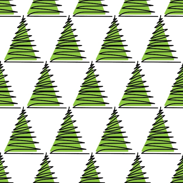 Patrón de árboles de Navidad verdes sobre un fondo blanco que crea un diseño festivo