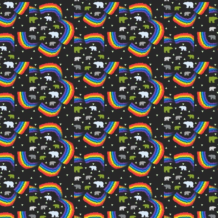 Patrón de arco iris y oso para el modo nocturno