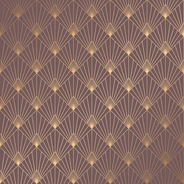Patrón Art Deco Fondo dorado sin costuras Diseño geométrico minimalista Diseño de línea vectorial Motivos de la década de 1920 Ilustración vintage de lujo