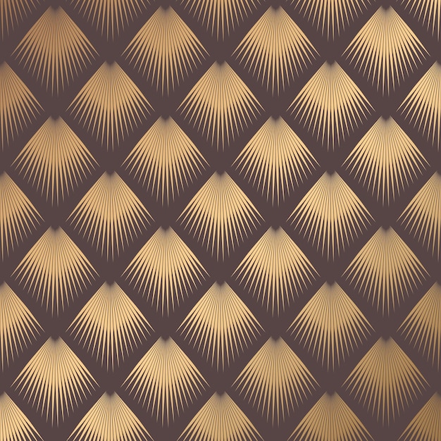 Patrón Art Deco Fondo dorado sin costuras Diseño geométrico minimalista Diseño de línea vectorial Motivos de la década de 1920 Ilustración vintage de lujo