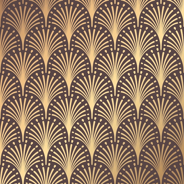 Patrón Art Deco Fondo dorado sin costuras Diseño geométrico minimalista Diseño de línea vectorial Motivos de la década de 1920 Ilustración vintage de lujo
