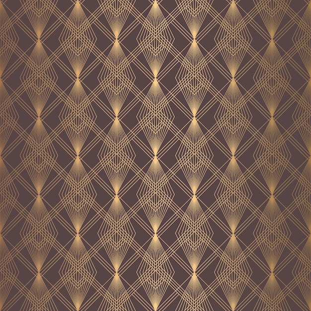 Vector patrón art deco fondo dorado sin costuras diseño geométrico minimalista diseño de línea vectorial motivos de la década de 1920 ilustración vintage de lujo