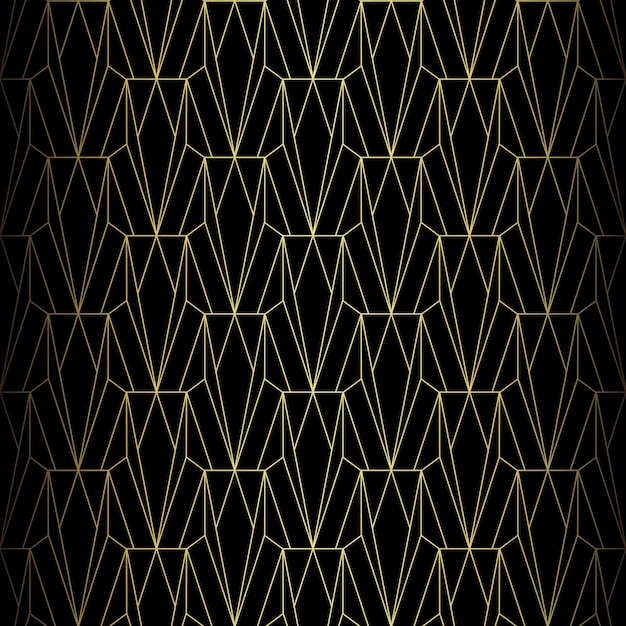 Patrón Art Deco Fondo vectorial en estilo de la década de 1920 Textura negra dorada Fondo 3D en forma de abanico o hoja de palma