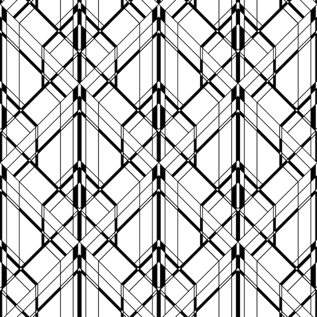 Patrón Art Deco Vector fondo blanco y negro Ornamento de lujo sin costuras Motivo de los años veinte rugientes