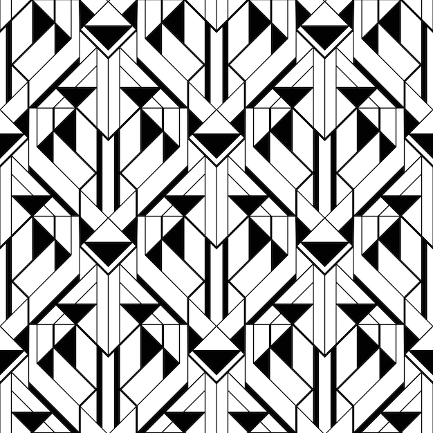 Patrón Art Deco Vector fondo blanco y negro Ornamento de lujo sin costuras Motivo de los años veinte rugientes