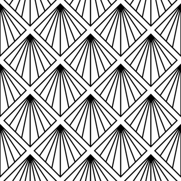 Patrón Art Deco Vector fondo blanco y negro Ornamento de lujo sin costuras Motivo de los años veinte rugientes