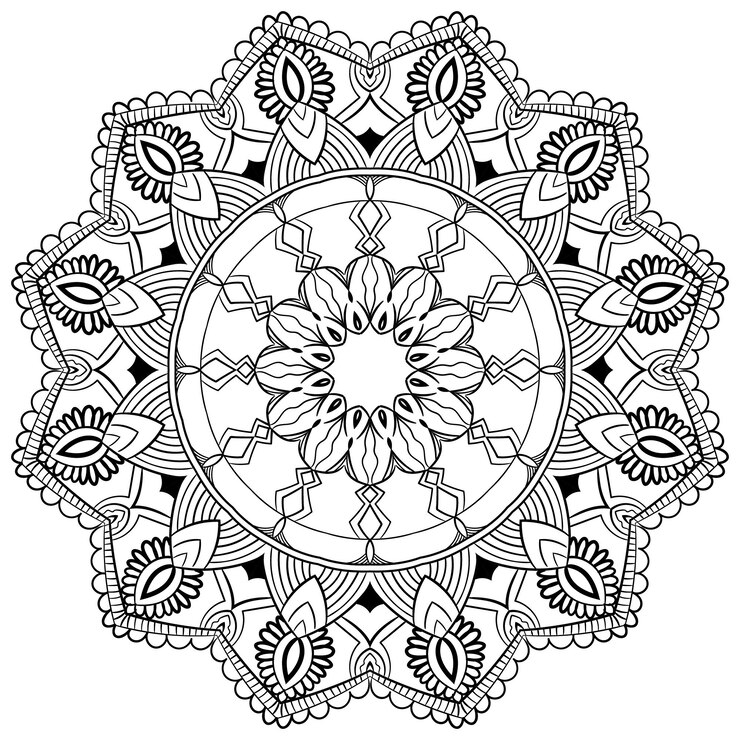 El patrón de arte decorativo del pétalo de la flor del mandala