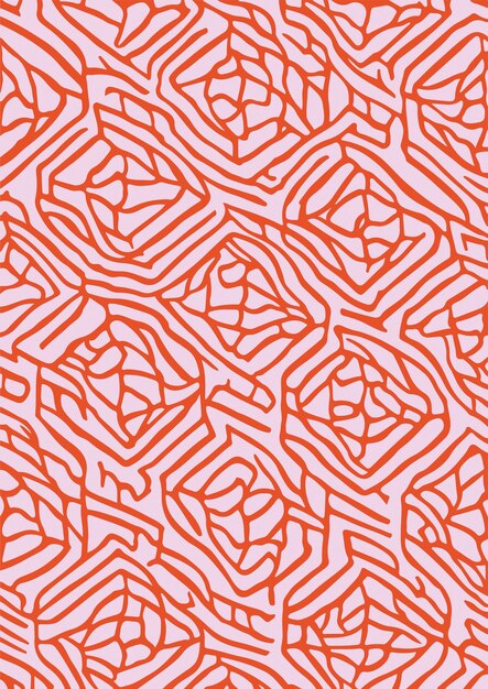 Patrón de arte de línea ondulada minimalista moderno de mediados de siglo