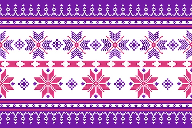 un patrón de arte de píxeles con el floral en el fondo blanco