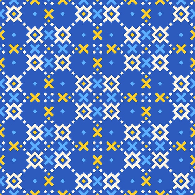 patrón de arte de píxeles con ornamento de bordado tradicional ucraniano fondo vectorial sin costuras