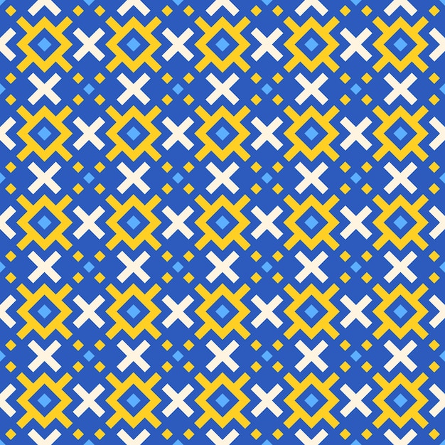 patrón de arte de píxeles con ornamento de bordado tradicional ucraniano fondo vectorial sin costuras