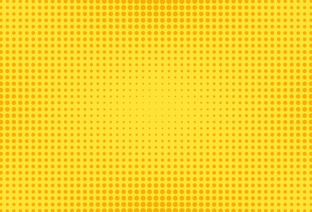 Patrón de arte pop amarillo. Fondo de semitono cómico. Ilustración vectorial.