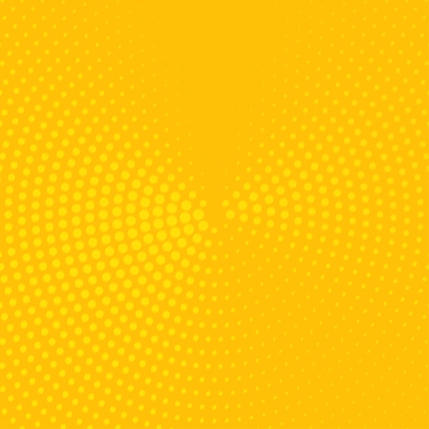 Patrón de arte pop Fondo cómico de semitonos en amarillo Estampado de puntos amarillos Textura retro de dibujos animados Papel tapiz de dos tonos con efecto de semitonos Diseño degradado Banner de anime Ilustración vectorial