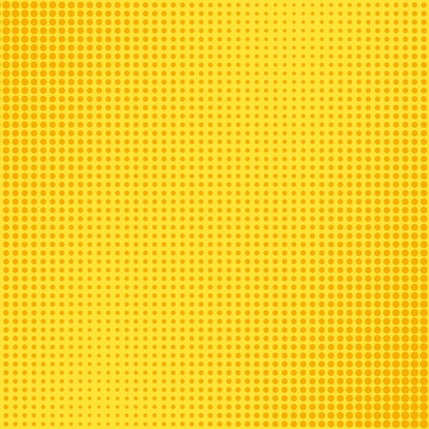Patrón de arte pop. Fondo punteado cómico de semitono con bocadillo. Estampado amarillo con círculos. Textura vintage de dibujos animados. Estampado de superhéroe con efecto de medio tono. Telón de fondo de duotono. Ilustración vectorial.
