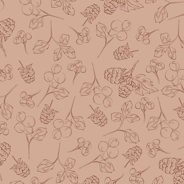 El patrón de arte vectorial de la textura del contorno de las bayas