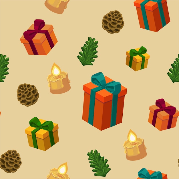 Patrón con artículos navideños adecuado para el diseño de papel de regalo y otros usos textura transparente vectorial