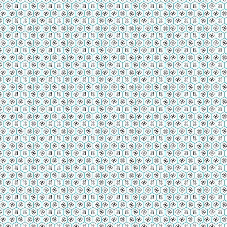 Un patrón azul y blanco con un círculo azul y un fondo blanco.