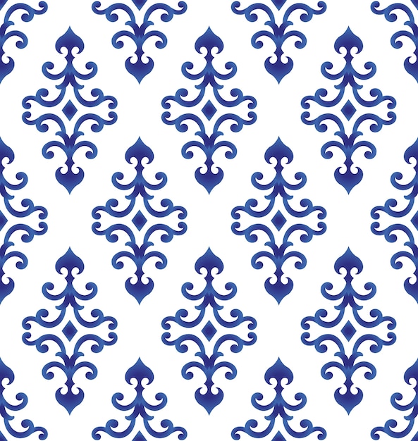 Patrón azul y blanco de Japón y estilo chino, fondo de porcelana.