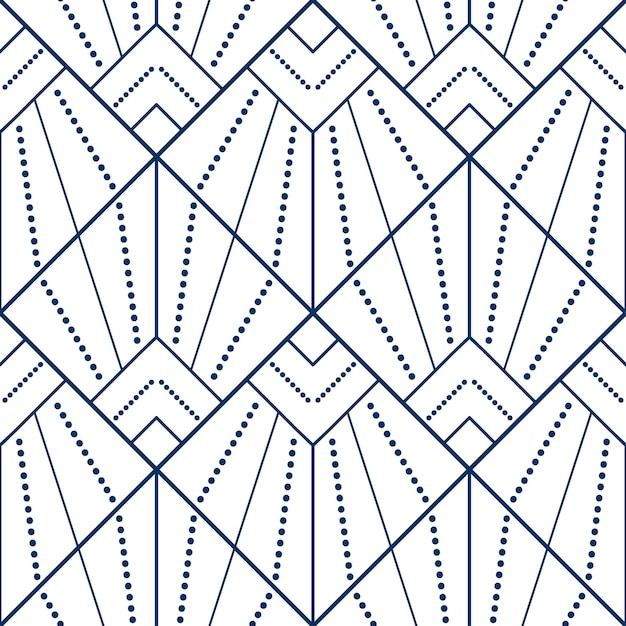 Patrón azul geométrico sin costuras a partir de líneas y puntos mosaico diagonal cuadrado sobre fondo blanco