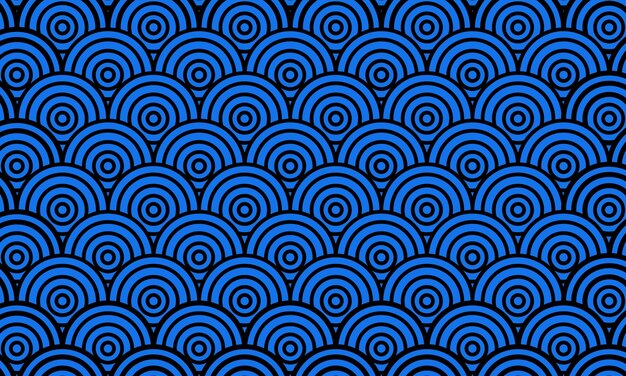 Un patrón azul y negro con círculos.