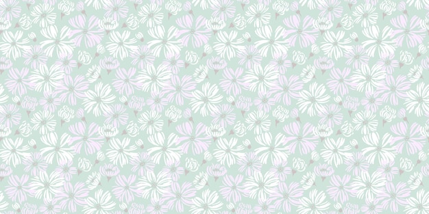 Patrón azul pastel con flores de margarita de forma abstracta Prado de verano o primavera