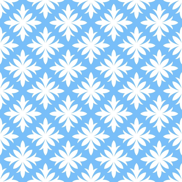 Patrón azul transparente con flores abstractas blancas
