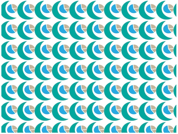un patrón azul y verde con una luna y un círculo verde