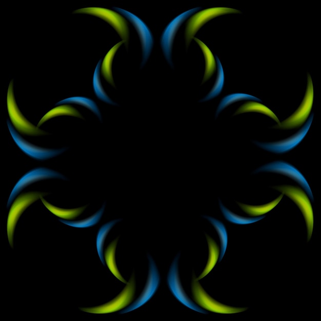 Patrón azul verde sobre fondo negro. Diseño vectorial