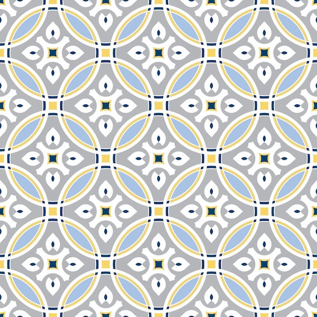 Vector patrón de azulejo, colorido decorativo floral de fondo sin fisuras