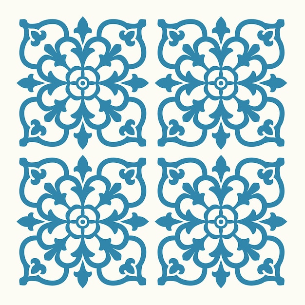 Patrón de azulejos florales azules