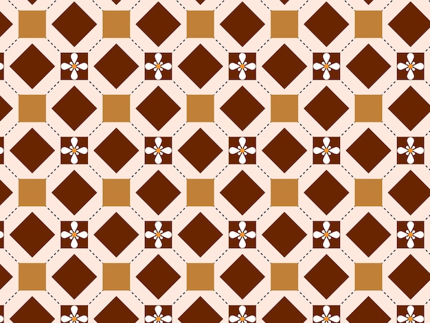 Patrón de azulejos geométricos con acentos florales