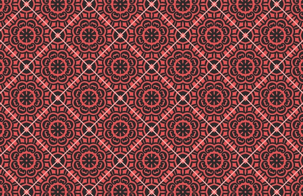 Patrón de azulejos geométricos de color rojo y negro