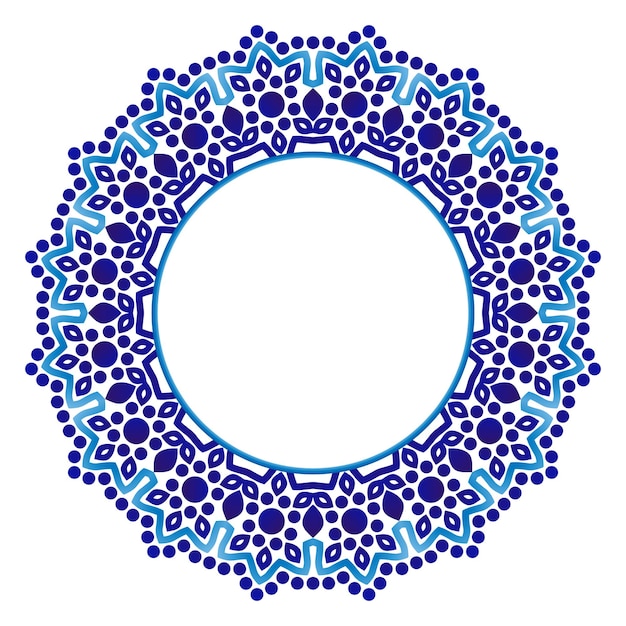 Patrón de baldosas de cerámica Adorno redondo decorativo Fondo blanco con marco de arte Motivos árabes indios islámicos
