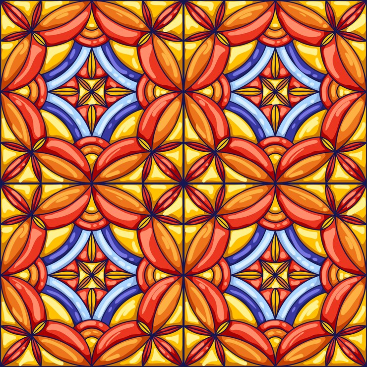 Patrón de baldosas de cerámica. Azulejos de cerámica portugueses o italianos ornamentados típicos. Fondo abstracto decorativo.