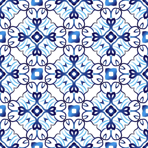 Patrón de baldosas de cerámica Motivos árabes indios islámicos Damasco patrón sin costuras Porcelana fondo étnico bohemio Flor abstracta