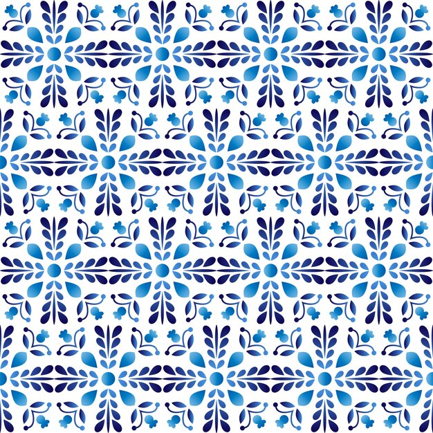 Patrón de baldosas de cerámica Motivos árabes indios islámicos Damasco de patrones sin fisuras Porcelana fondo étnico bohemio Estampado de flores abstractas para tela y papel Ilustración vectorial
