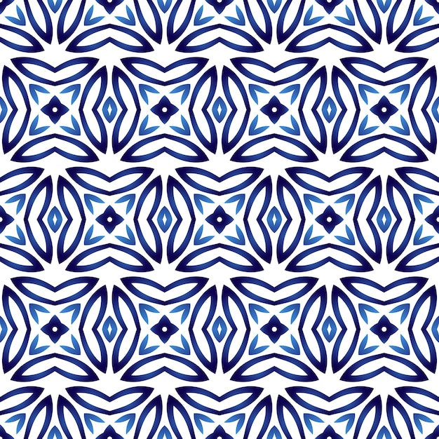 Patrón de baldosas de cerámica Motivos árabes indios islámicos Damasco de patrones sin fisuras Porcelana fondo étnico bohemio Estampado de flores abstractas para tela y papel Ilustración vectorial