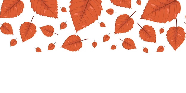 Patrón de banner horizontal sin costuras con hojas amarillas de otoño de abedul
