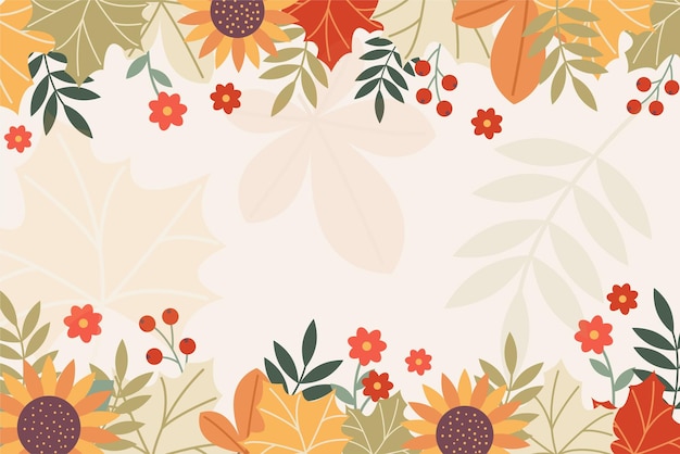 Patrón de banner horizontal con hojas brillantes de otoño y bayas en plantilla de color retro Estilo plano