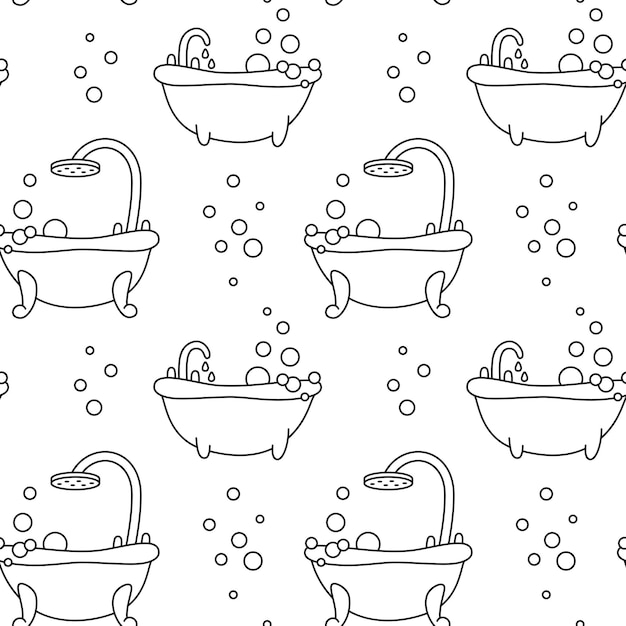 Patrón de baño de burbujas sin costuras en blanco y negro vectorial