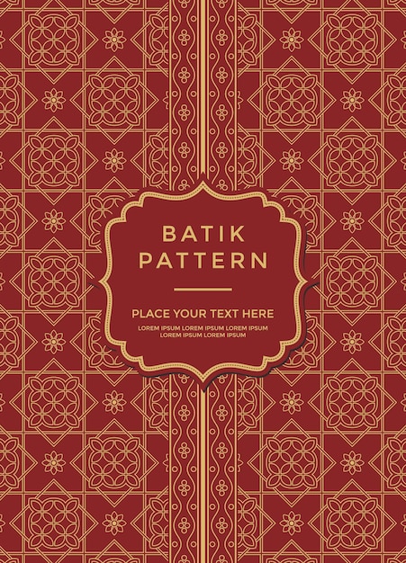 Patrón de batik con adornos dorados y rojos