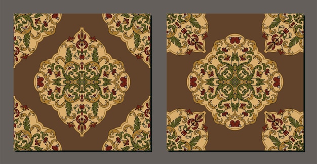 Vector patrón de batik floral retro y vintage para papel tapiz o plantilla de decoración de bandana y alfombra