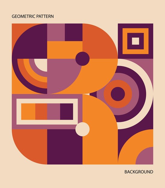 Patrón de Bauhaus de fondo geométrico plano